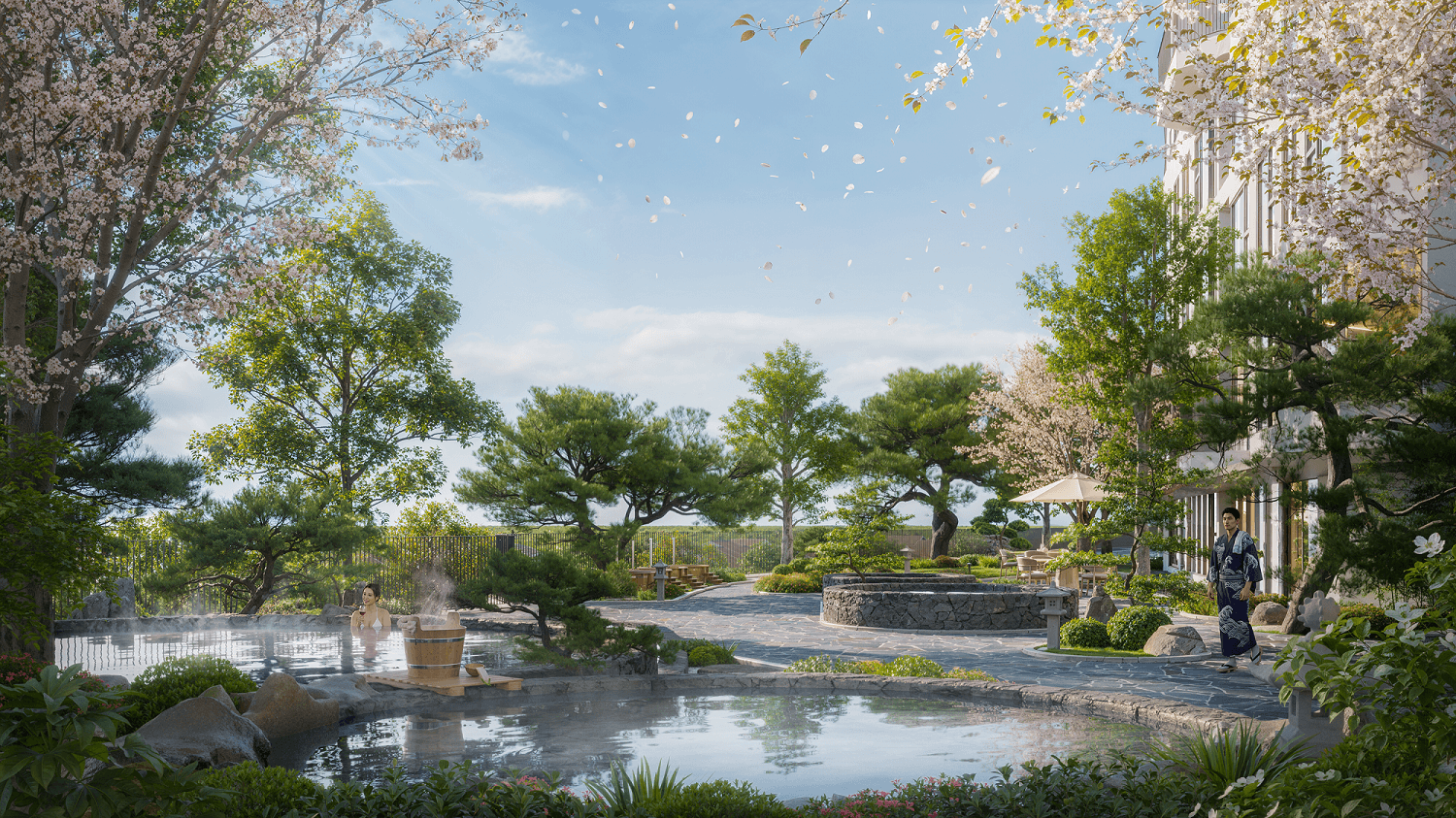 Khoáng nóng Onsen là điểm nhấn nổi bật tại tổ hợp căn hộ cao tầng Eco Retreat